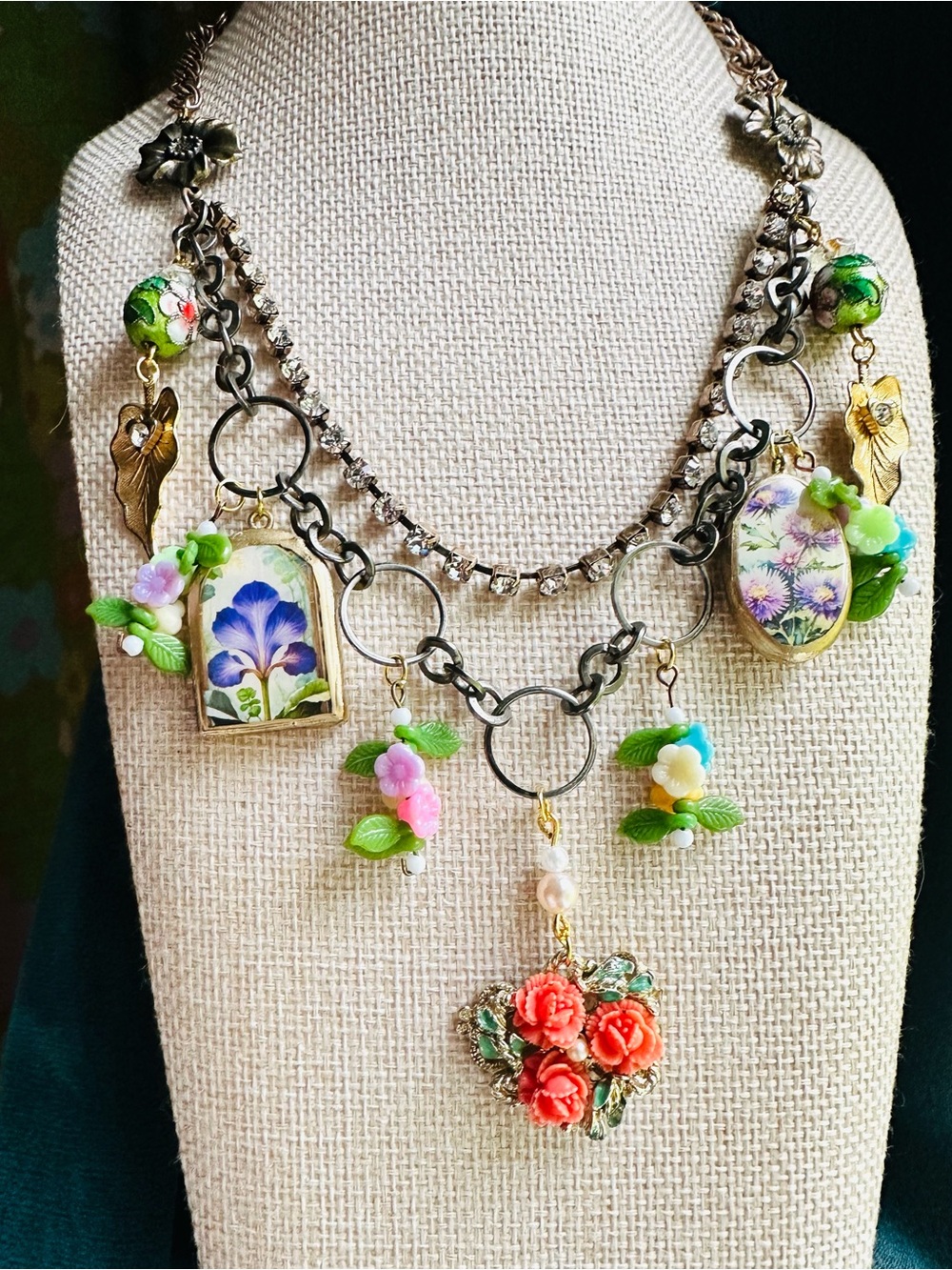 flower truck handmade charm necklace